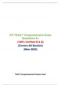 ATI TEAS 7 Comprehensive Exam Questions A+ (100% Verified Q & A) (Covers All Section) (New 2023) A+