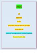 AQA AS SOCIOLOGY 7191/1 Paper 1 Education with Methods in Context Version: 1.0 Final *Jun237191101* IB/M/Jun23/E10 7191/1QUESTION PAPER & MARKING SCHEME/ [MERGED]  Mark scheme June 2023