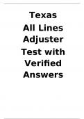 Texas All Lines Adjuster Test with Verified Answers Updated 2024