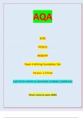 AQA GCSE FRENCH 8658/WF Paper 4 Writing Foundation Tier Version: 1.0 Final *Jun238658wf01* IB/H/Jun23/E8 8658/WF For Examiner’s Use QUESTION PAPER & MARKING SCHEME/ [MERGED]