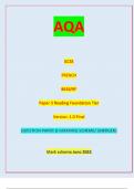 AQA GCSE FRENCH 8658/RF Paper 3 Reading Foundation Tier Version: 1.0 Final *Jun238658RF01* IB/H/Jun23/E7 8658/RF For Examiner’s Use QUESTION PAPER & MARKING SCHEME/ [MERGED]