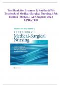 Test Bank for Brunner & Suddarth's  Textbook of Medical-Surgical Nursing, 15th  Edition (Hinkle,), All Chapters 2024  UPDATED