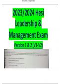 2023/2024 Hesi Leadership & Management Exam Version 1 & 2 (V1-V2) A+