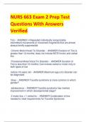 NURS 663 Exam 2 Prep Test Questions With Answers Verified