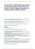 Private Pilot: FAA Written Exam (Does not include questions that reference charts or other images) Questions & Answers Solved 100% Correct!!