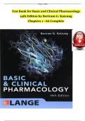 Basic and Clinical Pharmacology 14th Edition TEST BANK by Bertram G. Katzung, Verified Chapters 1 - 66, Complete Newest Version