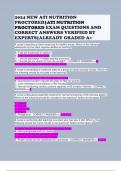 2024 NEW ATI NUTRITION PROCTORED|ATI NUTRITION PROCTORED EXAM QUESTIONS AND CORRECT ANSWERS VERIFIED BY EXPERTS|ALREADY GRADED A+