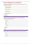 BIOLOGY 240, Human Biology unit 5 milestone practice EXAM 4.| 100% Correct Answers