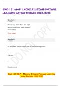 Biod 151/a&p 1 MODULE 2 Exam Portage Learning Latest Update 2022/2023 How many lobes does the right human lung have? Your Answer: Three lobes