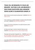 TEXAS CDL AIR BRAKERS,TX CDL#3-AIR BRAKERS –SECTION 5,CDL AIR BRAKERS 2 2024 EXAM QUESTIONS AND ANSWERS GOOD SCORE IS GUARANTEED GRADE A+ 