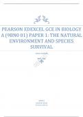 PEARSON EDEXCEL  A LEVEL BIOLOGY A PAPER 1: THE NATURAL ENVIRONMENT AND SPECIES SURVIVAL QUESTION PAPER JUNE 2023