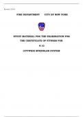 S-12 CITYWIDE SPRINKLER SYSTEM FIRE DEPARTMENT CITY OF NEW YORK STUDY MATERIAL FOR THE EXAMINATION FOR THE CERTIFICATE OF FITNESS 100% COMPLETE 