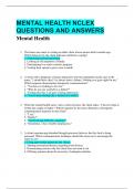 MENTAL HEALTH NCLEX QUESTIONS AND ANSWERS