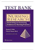 Test Bank For Nursing Research Generating and Assessing Evidence for Nursing Practice 11th Edition by Denise Polit ISBN:9781975110642 Chapter 1-33 | Complete Guide A+