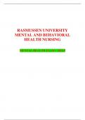 RASMUSSEN UNIVERSITY MENTAL AND BEHAVIORAL HEALTH NURSING      MENTAL HEALTH EXAM 1 HELP