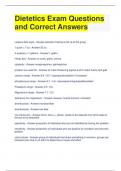 Dietetics Exam Questions and Correct Answers