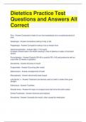 Dietetics Practice Test Questions and Answers All Correct