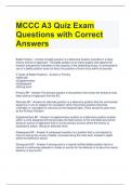 MCCC A3 Quiz Exam Questions with Correct Answers