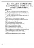 CCRN CRITICAL CARE REGISTERED NURSE  EXAM LATEST 2023/2024 QUESTIONS AND 100%  CORRECT ANSWERS TEST BANK A++