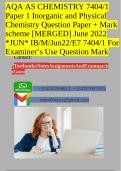 AQA AS CHEMISTRY 7404/1 Paper 1 Inorganic and Physical Chemistry Question Paper + Mark scheme [MERGED] June 2022 *JUN* IB/M/Jun22/E7 7404/1 For Examiner’s Use Question Mark