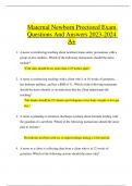 Maternal Newborn Proctored Exam Questions And Answers 2023-2024 A+, Maternity V1 Questions & Answers, Labor and Delivery (Exam 1) Questuions & Answers, Nursing Care During Labor & Delivery (Test 2) Questions With Complete Solution, Nursing 2050-Labor & De