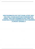 HESI PHARMACOLOGY EXIT EXAM LATEST 2022- 2023 REAL EXAM QUESTIONS SCREENSHOTS TAKEN / 2022-2023 PHARMACOLOGY HESI EXIT EXAM REAL EXAM SCREENSHOTS WITH ANSWERS | ALREADY GRADED A