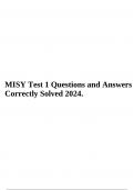 MISY 5325 MS Excel Midterm Exam Study Guide 2024 With Complete Solution & MISY Test 1 Questions and Answers Correctly Solved 2024.