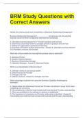 BRM Study Questions with Correct Answers