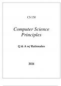 CS 150 COMPUTER SCIENCE PRINCIPLES EXAM Q & A WITH RATIONALES 2024.