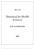 HSCI 345 STATISTICAL FOR HEALTH SCIENCES EXAM Q & A WITH RATIONALES 2024.