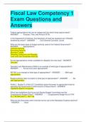 Fiscal Law Competency 1 Exam Questions and Answers