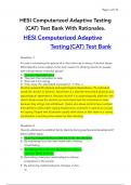 HESI Computerized Adaptive Testing (CAT) Test Bank With Rationales