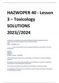 UPDATED HAZWOPER 40 - Lesson 3 – Toxicology SOLUTIONS 2023//2024