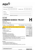 2023 AQA GCSE COMBINED SCIENCE: TRILOGY 8464/C/2H Chemistry Paper 2H Question Paper & Mark scheme (Merged) June 2023 [VERIFIED]