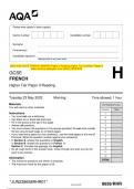 2023 AQA GCSE FRENCH 8658/RH Paper 3 Reading Higher Tier Question Paper & Mark scheme (Merged) June 2023 [VERIFIED]