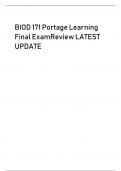 BIOD 171 Portage Learning Final ExamReview LATEST UPDATE 