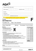 2023 AQA GCSE MATHEMATICS 8300/1F Foundation Tier Paper 1 Non-Calculator Question Paper & Mark scheme (Merged) June 2023 [VERIFIED]