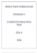 RPSGT NEW FORM EXAM DOMAIN 1 COMPLETE PRACTICE TEST Q & A 2024