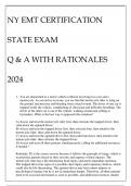 NY EMT CERTIFICATION STATE EXAM Q & A WITH RATIONALES 2024.