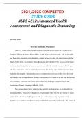 2024/2025 COMPLETED STUDY GUIDE NURS 6512: Advanced Health Assessment and Diagnostic Reasoning