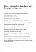 Master Esthetics Utah State Board Exam Questions and Answers