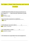 Fire Fighter 1 Study Guide Questions and Answers (2024 / 2025) (Verified Answers)