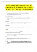 MGT 4441 Mid-Term Exam #2 Questions & Answers (Module 4 - 9) 49 / 50 - 98 %| 2024 Update