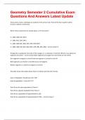 Geometry Semester 2 Cumulative Exam Questions And Answers Latest Update