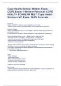 Cope Health Scholar Written Exam, COPE Exam-->Written+Practical, COPE HEALTH SCHOLAR TEST, Cope Health Scholars MC Exam  100% Accurate