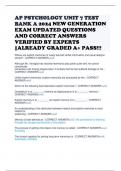 AP PSYCHOLOGY UNIT 7 TEST BANK A 2024 NEW GENERATION EXAM UPDATED QUESTIONS AND CORRECT ANSWERS VERIFIED BY EXPERTS -ALREADY GRADED A+ PASS!!!