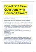 SOWK 562 Exam Questions with Correct Answers