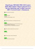 Final Exams: PRN1032/ PRN 1032 (Latest 2024/ 2025 Updates STUDY BUNDLE WITH COMPLETE SOLTIONS) Client-Centered Care I Reviews| Questions and Verified Answers| 100% Correct| Grade A- Rasmussen