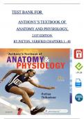 TEST BANK For Anthony’s Textbook of Anatomy and Physiology, 21st Edition by Patton, Verified Chapters 1 - 48, Complete Newest Version