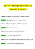 ServSafe Manager Practice Exam Questions and Answers Updated (2024/2025) (Verified Answers)